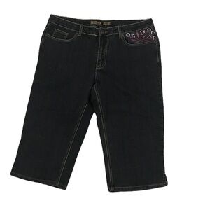 Brighton Blues Women’s Embroidered Beaded Capri Jeans Size 8